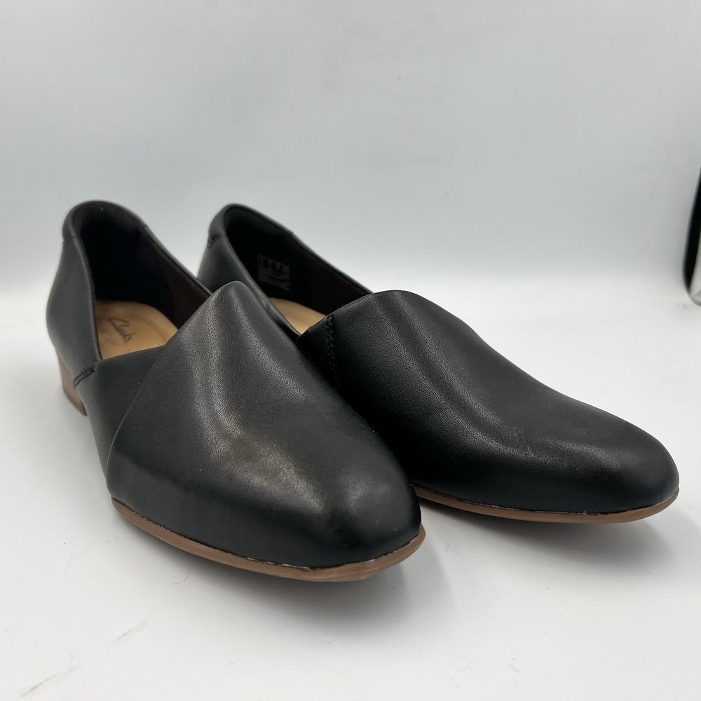 NEW! Clarks Women's Juliet Palm Black Leather Loafer Women's Sz 9M Slip On‎